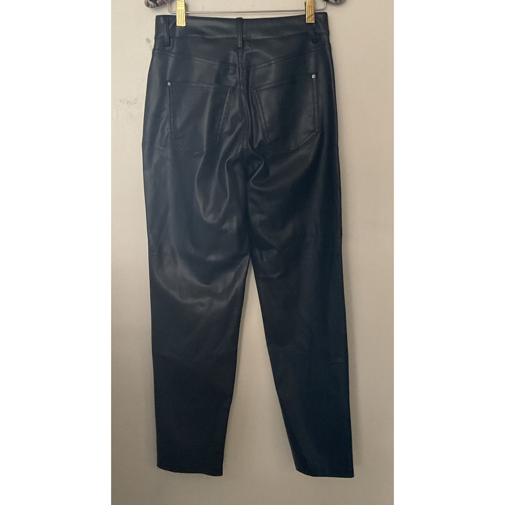 ZARA Pants Black High Rise Straight Leg Faux Leather Size 2 Night out Party - Picture 5 of 9